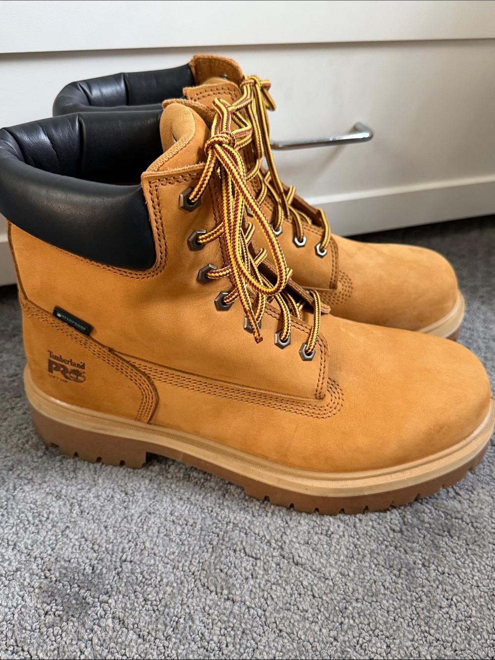 Timberland PRO Wheat/Black Soft Toe Work Boots with Padded Collar